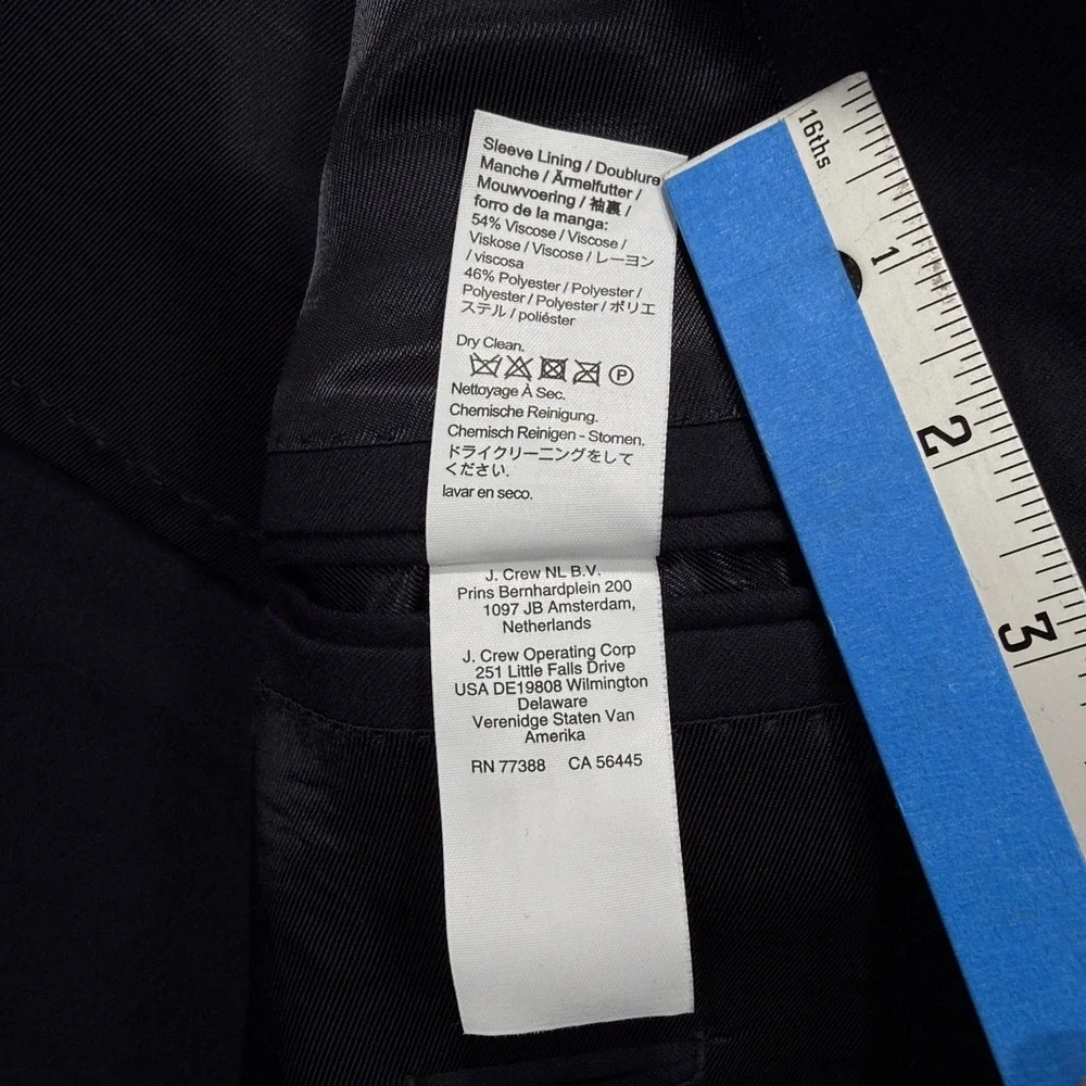 J Crew Ludlow Suit Jacket Mens 42R Blue Italian Flannel Vitale Barberis